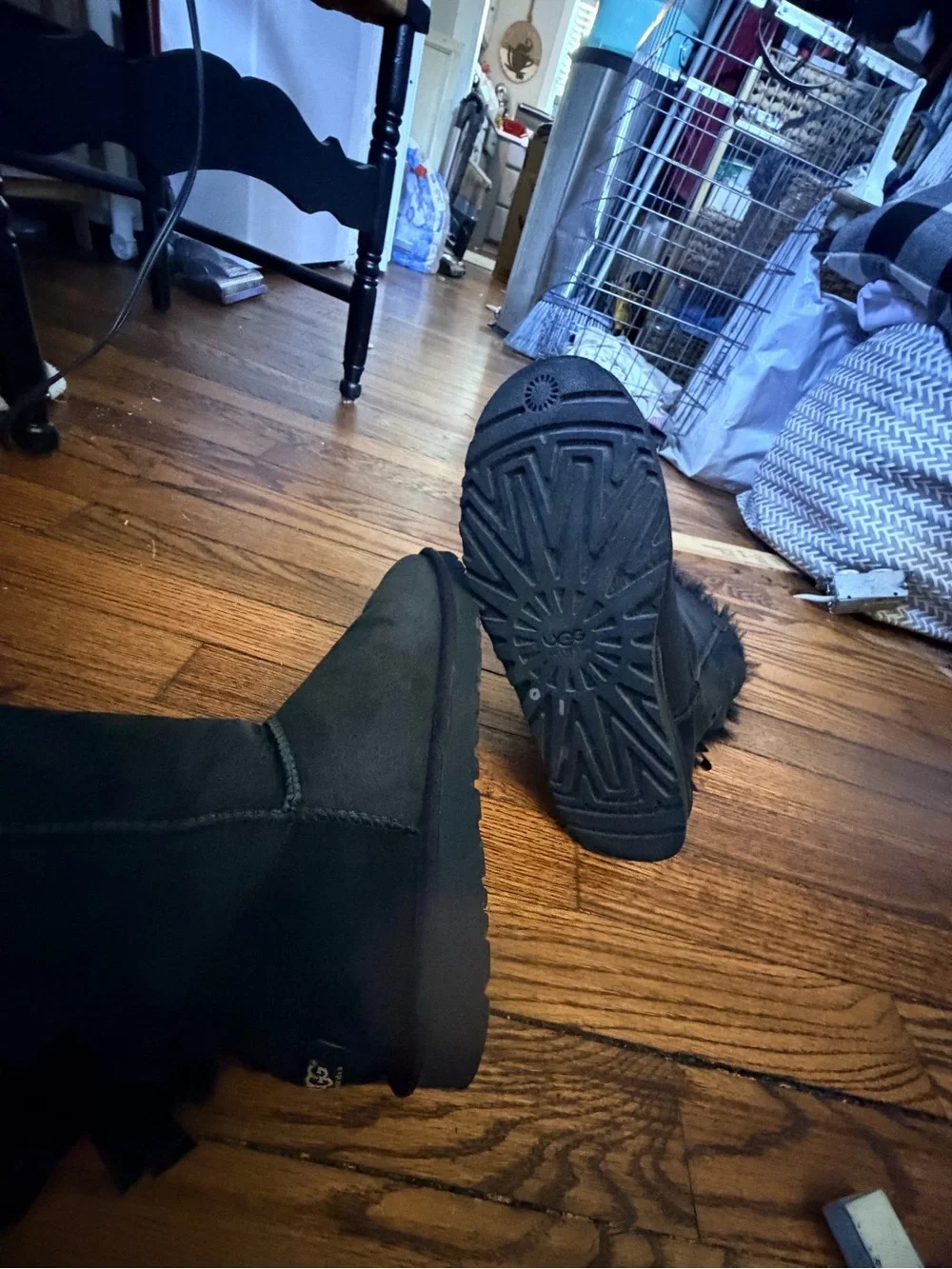 UGG Australia Bailey Bow II Black Sheepskin Boots Women’s Size 9